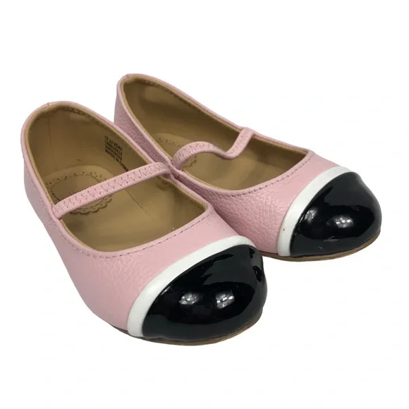 Janie and Jack Pink Ballet Flats with Black Patent Cap Toe size 7 - Picture 6 of 14